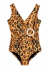 Leopard AOP Overlap Swimsuit