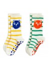 Cats Stripe Socks Anti Slip 2 Pack