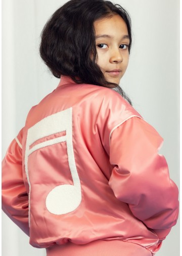 Note Chenille Satin Baseball Jacket